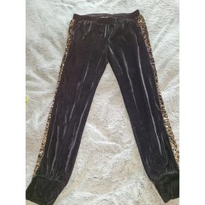 NEW cable and gauge Pants M black velvet and gold sequins (HAVE MATCHING TOP )